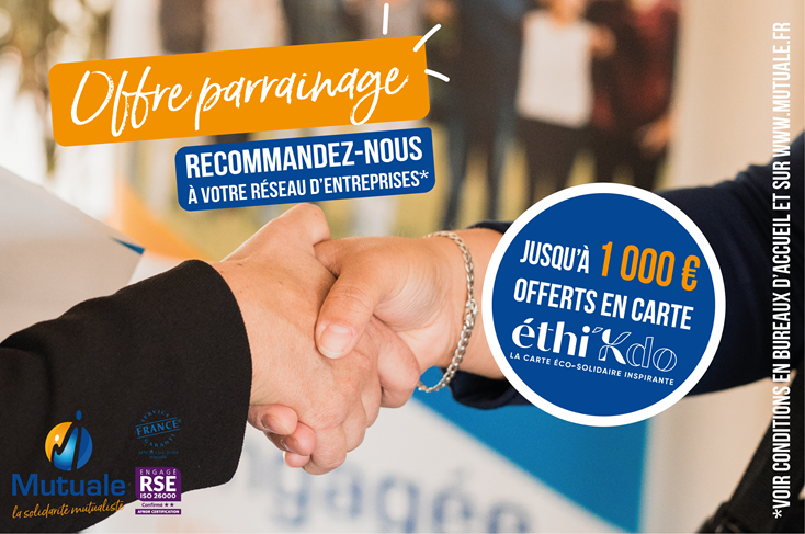 Offre parrainage entreprise Mutuale - Jusqu'à 1 000 € offerts en carte éthi'Kdo